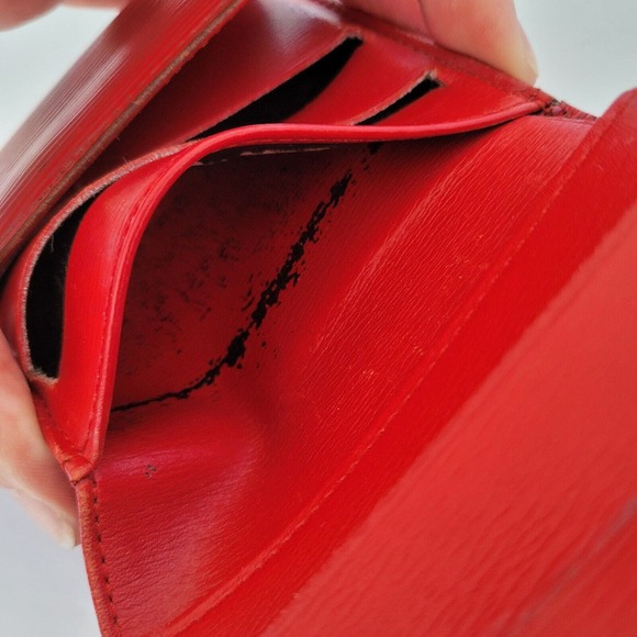 Louis Vuitton Vintage 1995 Epi Leather Wallet Red Medium Trifold Elise Retro - Picture 8 of 15